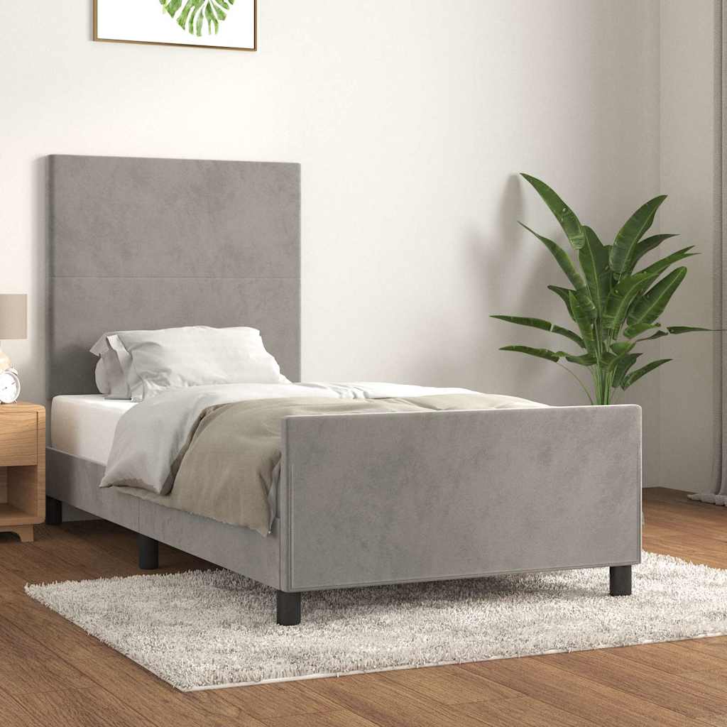 Giroletto senza Materasso Grigio Chiaro 90x190 cm Velluto