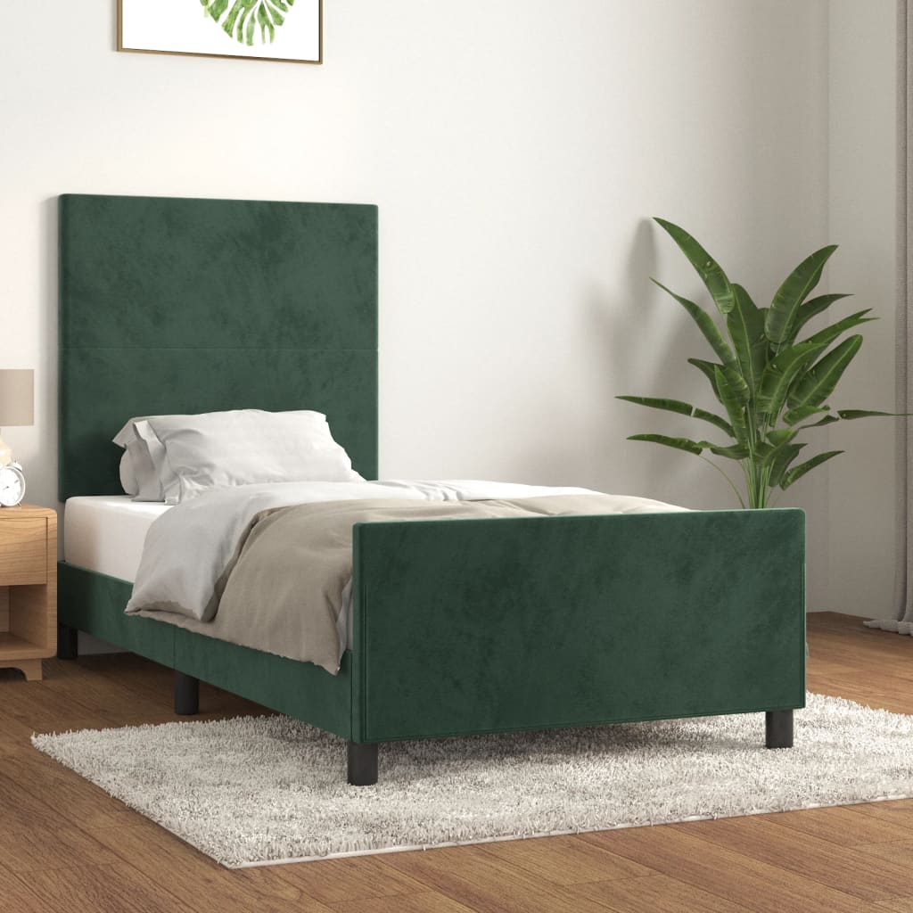Giroletto senza Materasso Verde Scuro 90x190 cm in Velluto - homemem39