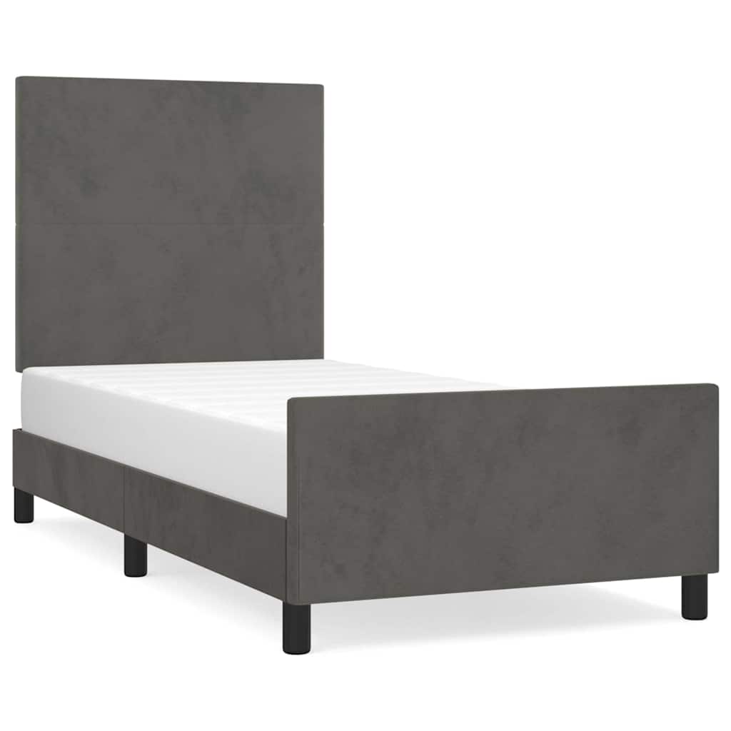 Giroletto senza Materasso Grigio Scuro 90x200 cm Velluto