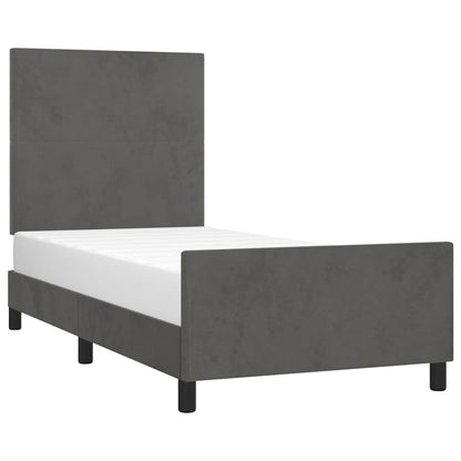 Giroletto senza Materasso Grigio Scuro 90x200 cm Velluto