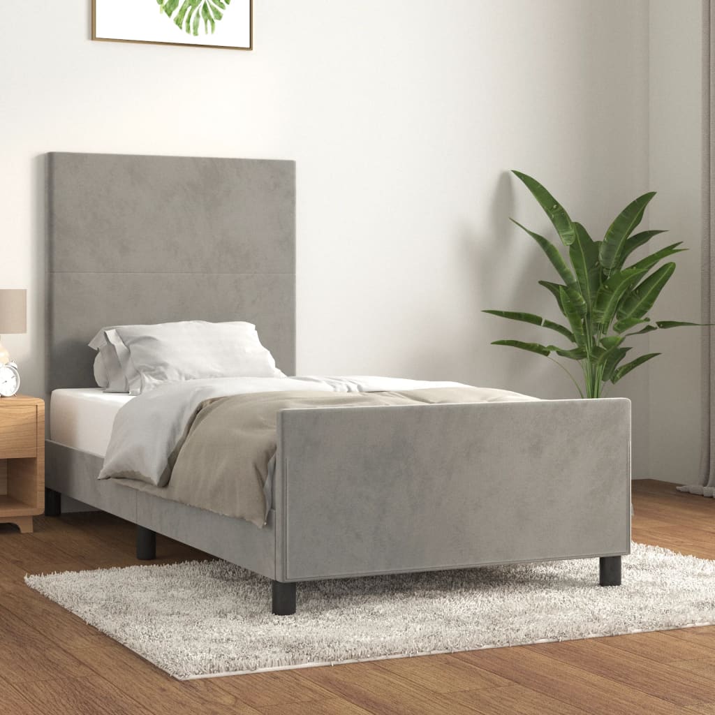 Giroletto senza Materasso Grigio Chiaro 100x200 cm Velluto - homemem39