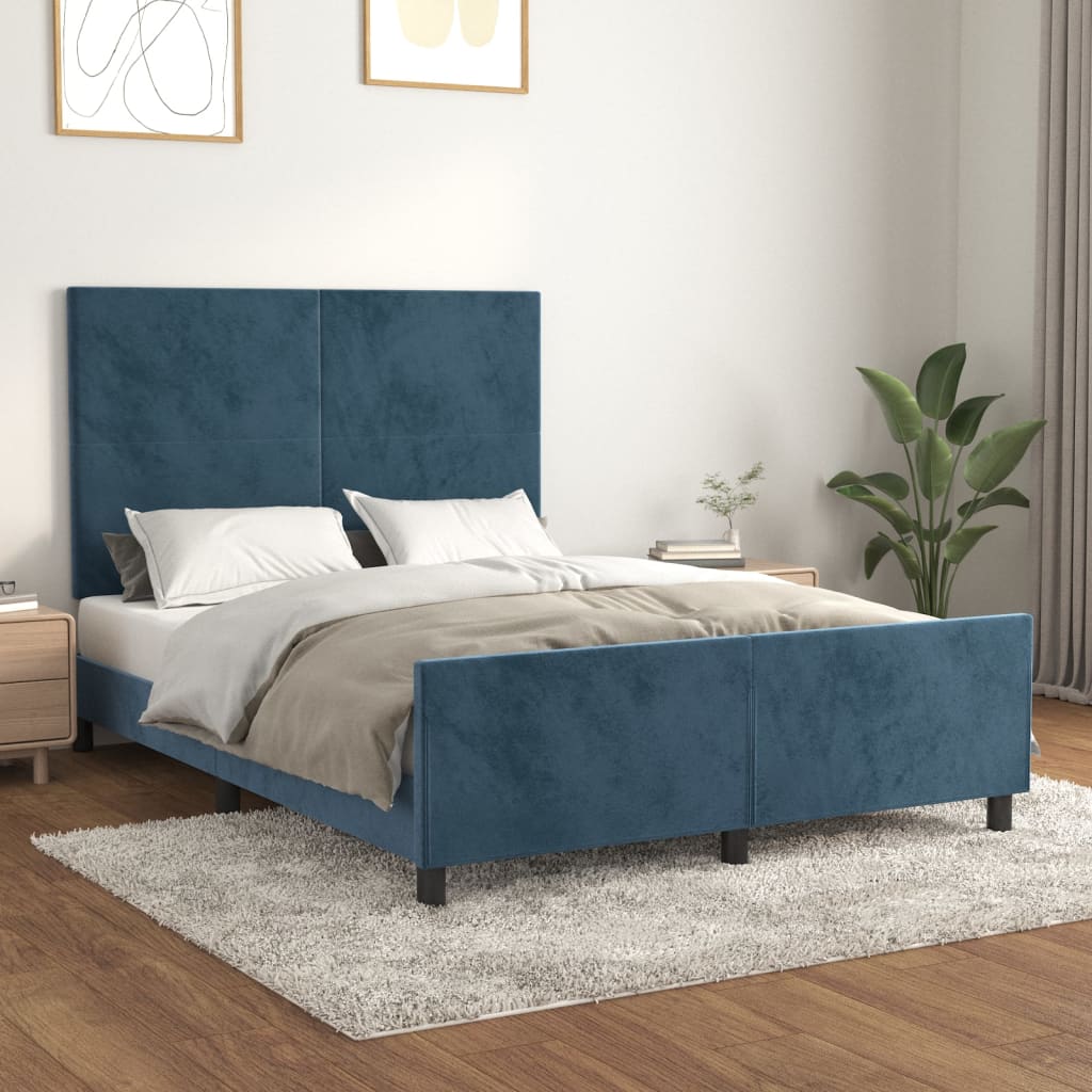 Giroletto senza Materasso Blu Scuro 140x190 cm in Velluto