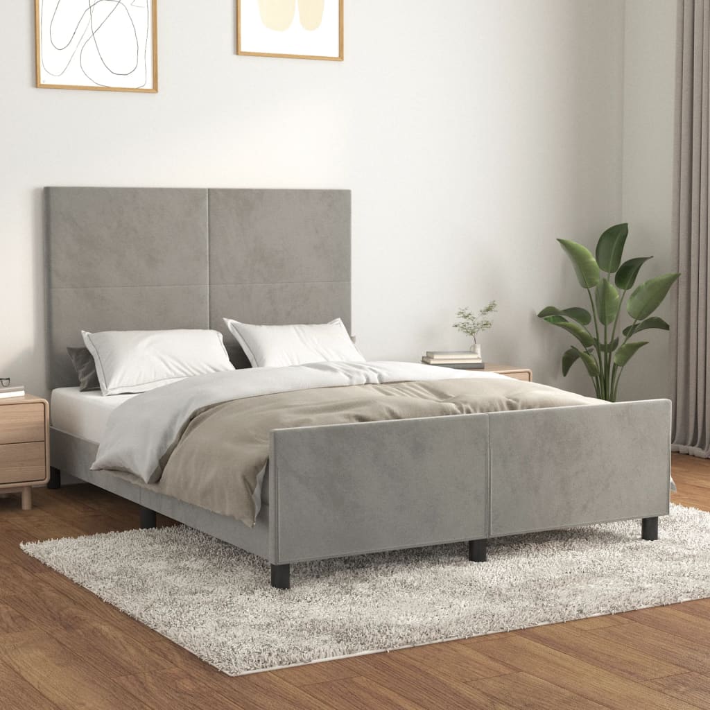 Giroletto senza Materasso Grigio Chiaro 140x200 cm Velluto - homemem39