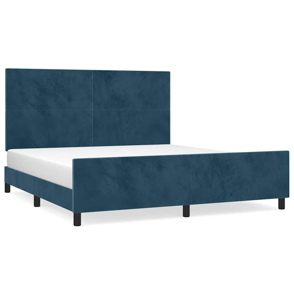 Giroletto senza Materasso Blu Scuro 160x200 cm in Velluto | homemem39