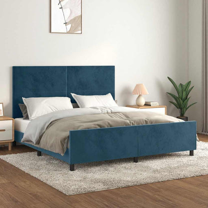 Giroletto senza Materasso Blu Scuro 160x200 cm in Velluto | homemem39