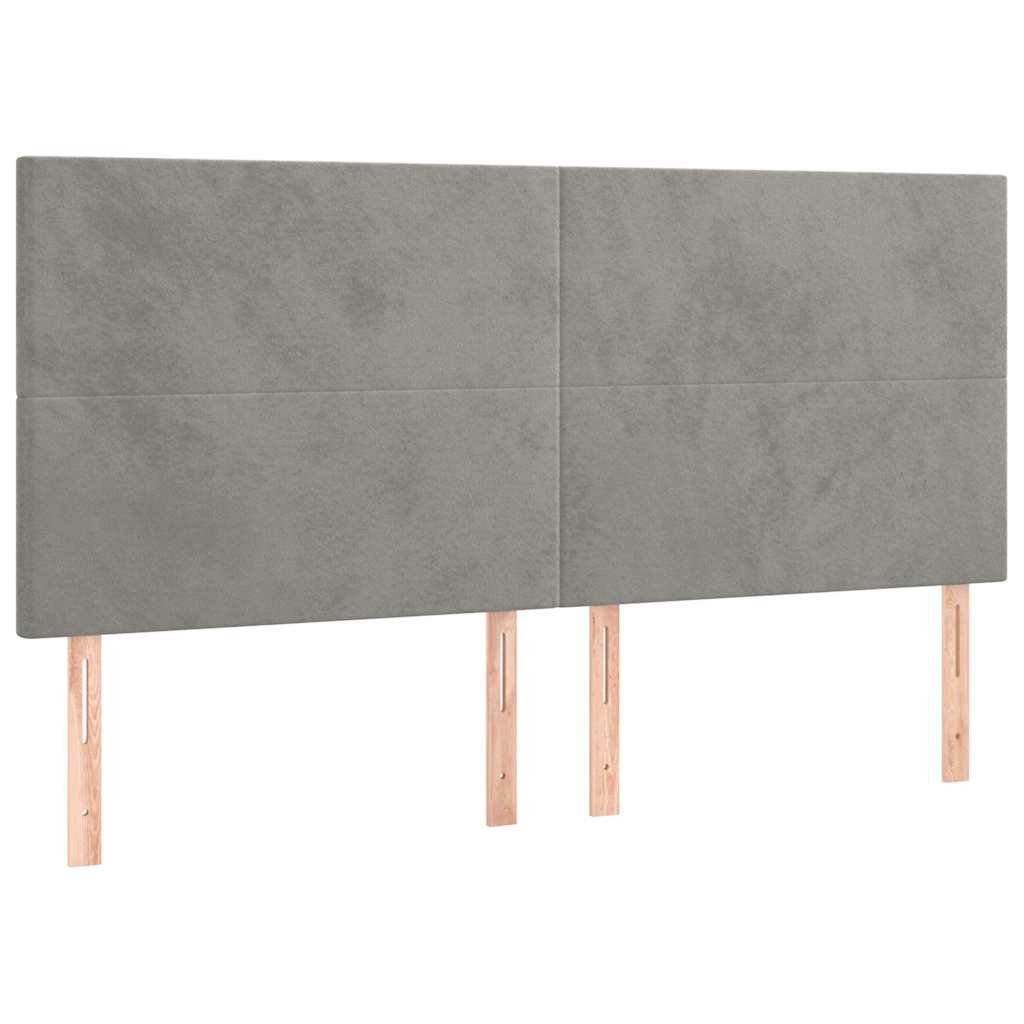 Giroletto con Testiera Grigio Chiaro 180x200 cm in Velluto