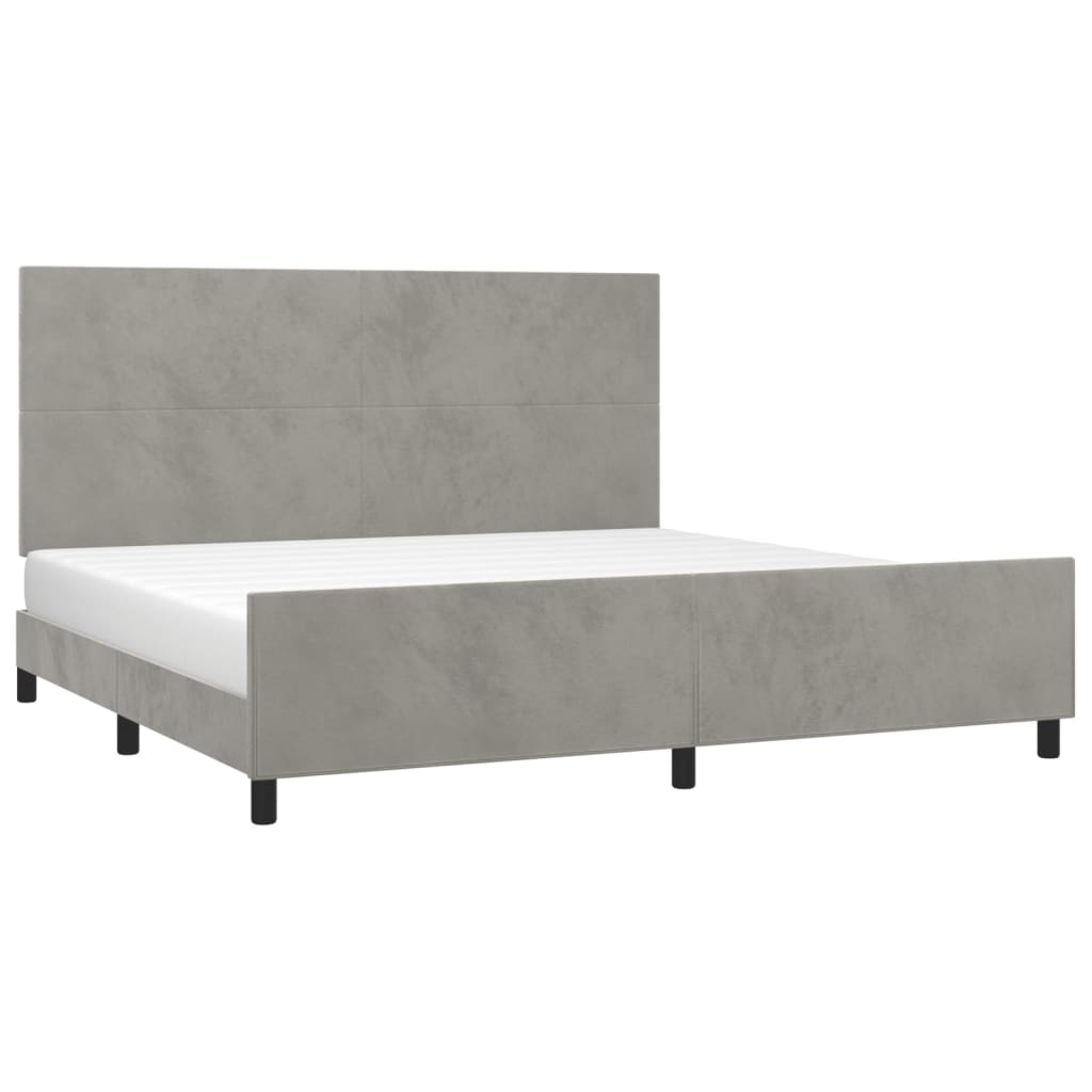 Giroletto senza Materasso Grigio Chiaro 200x200 cm Velluto - homemem39