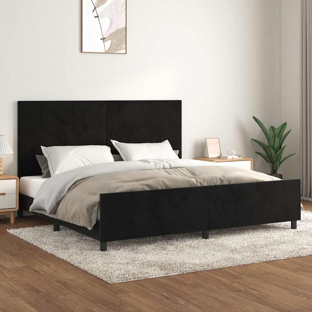 Giroletto senza Materasso Nero 200x200 cm in Velluto