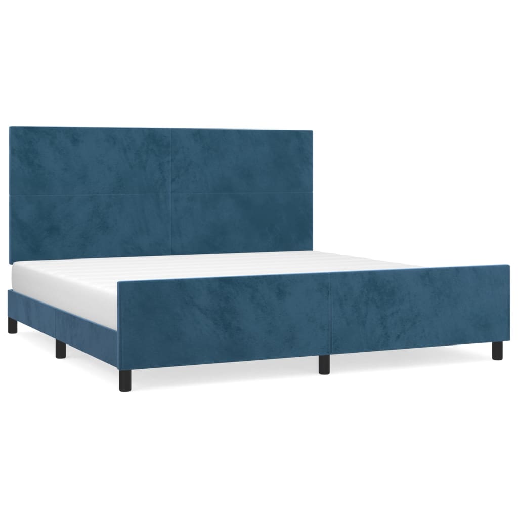 Giroletto senza Materasso Blu Scuro 200x200 cm in Velluto - homemem39