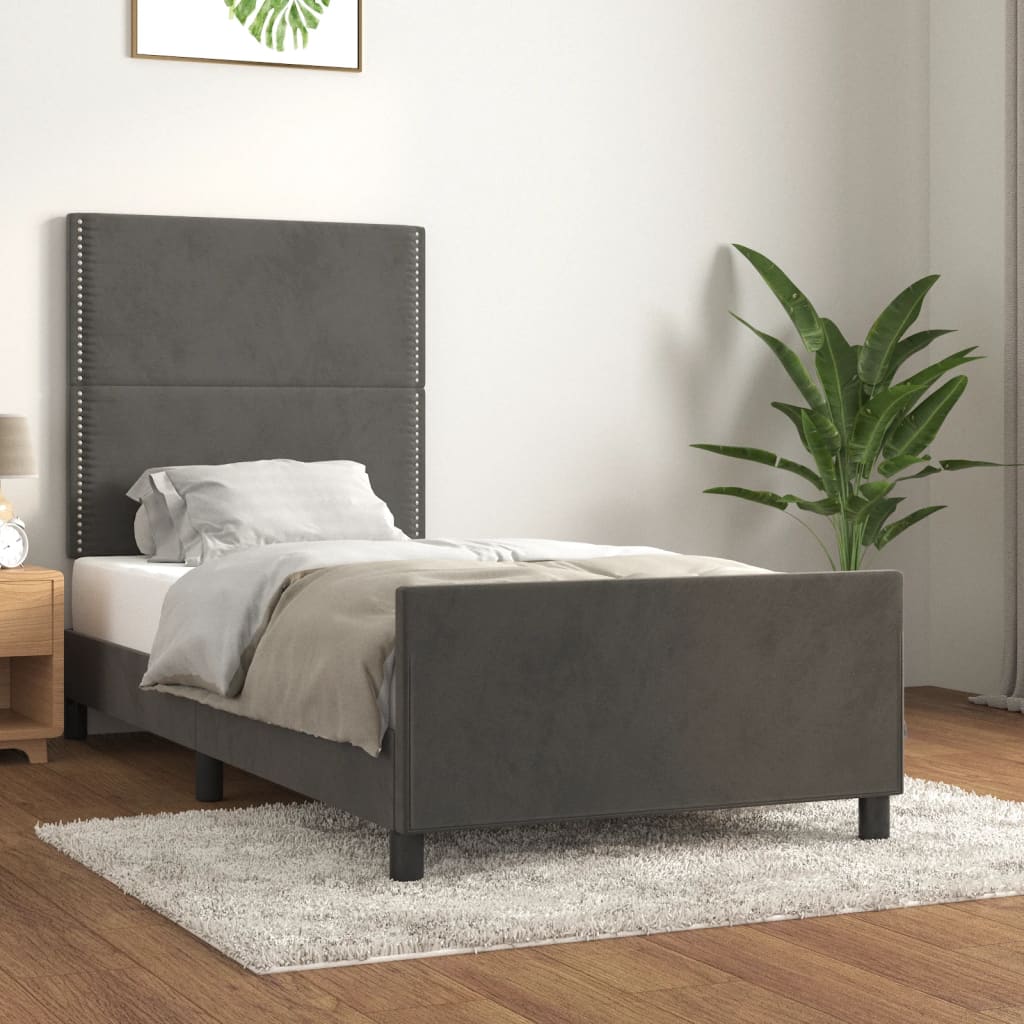 Giroletto senza Materasso Grigio Scuro 80x200 cm Velluto - homemem39