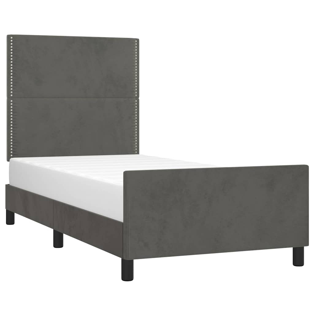 Giroletto senza Materasso Grigio Scuro 90x190 cm Velluto