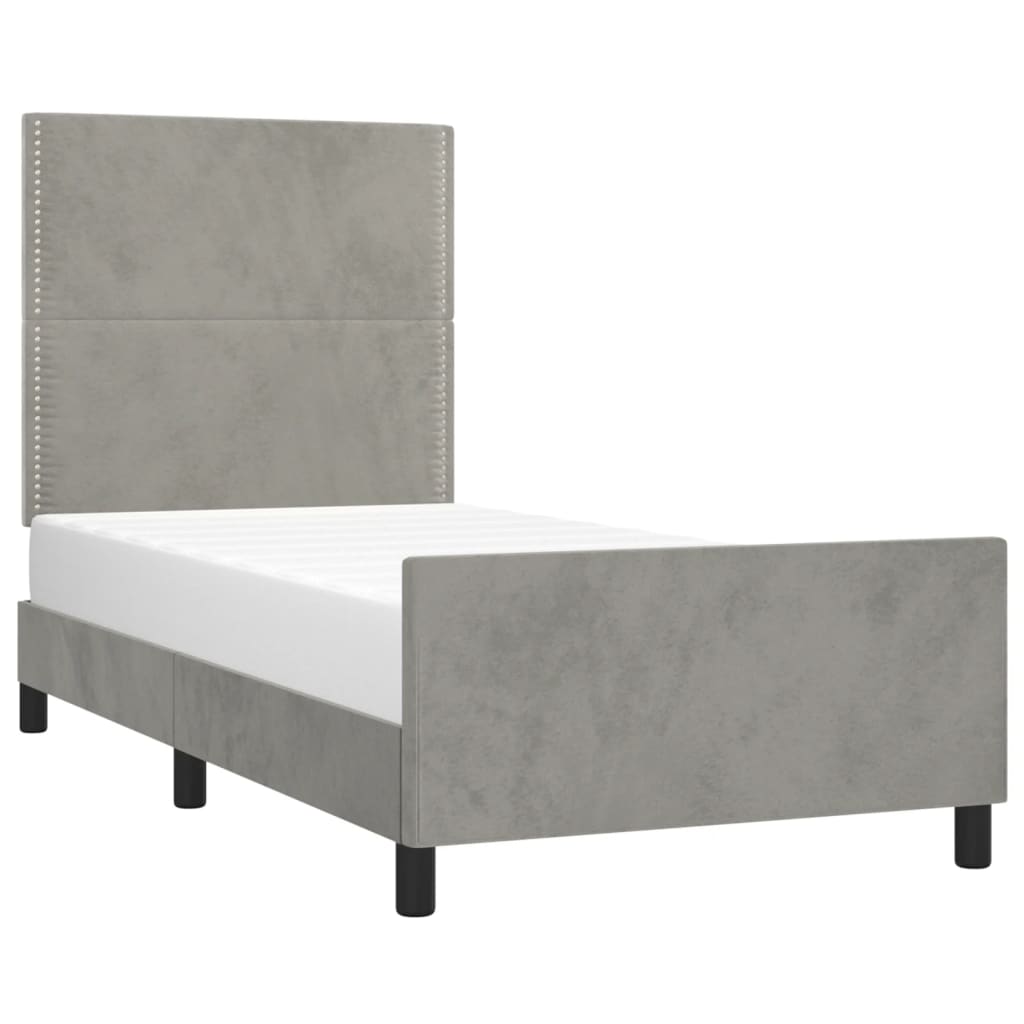 Giroletto senza Materasso Grigio Chiaro 90x200 cm Velluto - homemem39