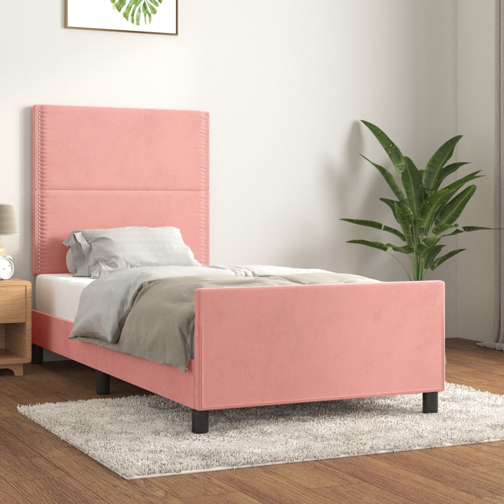 Giroletto con Testiera Rosa 100x200 cm in Velluto | homemem39
