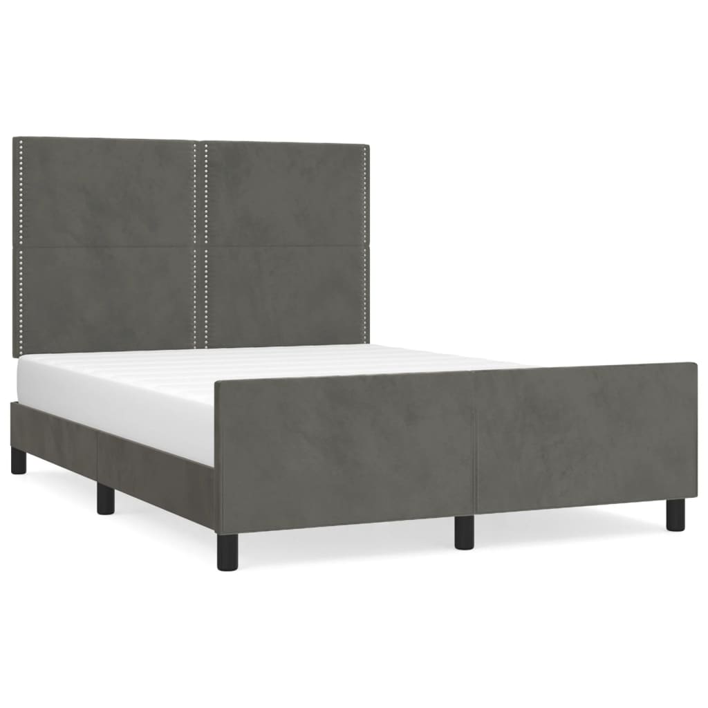 Giroletto senza Materasso Grigio Scuro 140x190 cm Velluto - homemem39