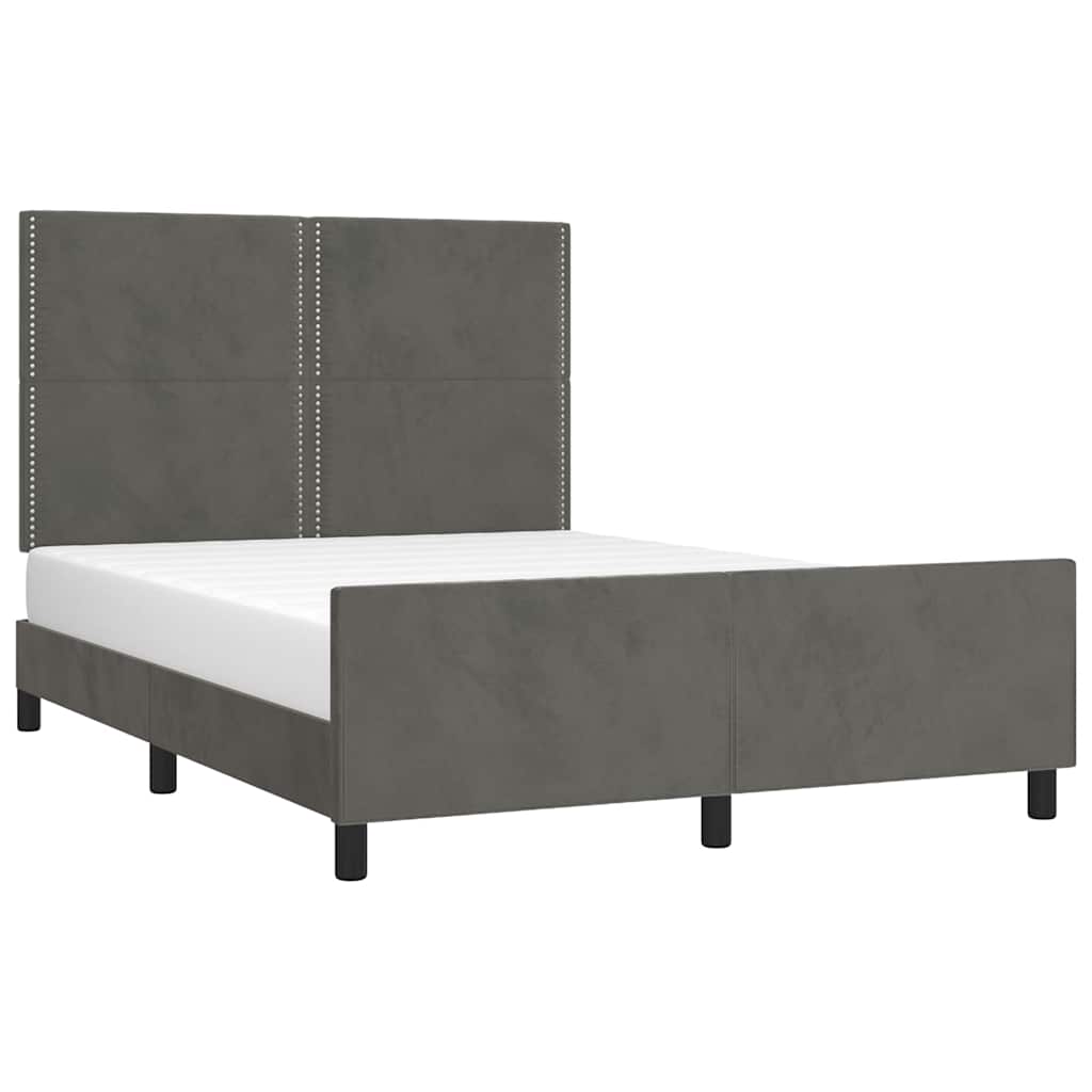 Giroletto senza Materasso Grigio Scuro 140x190 cm Velluto
