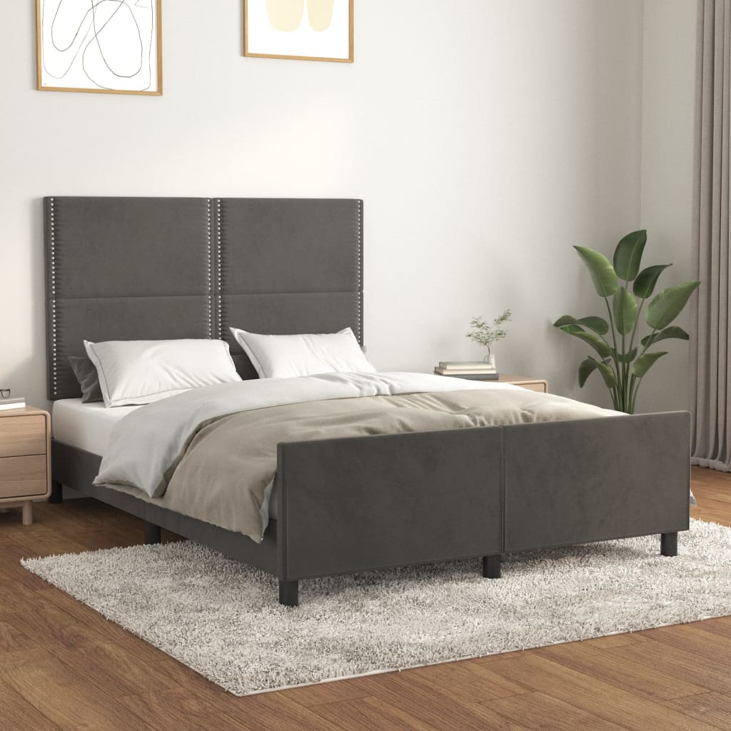 Giroletto senza Materasso Grigio Scuro 140x190 cm Velluto - homemem39