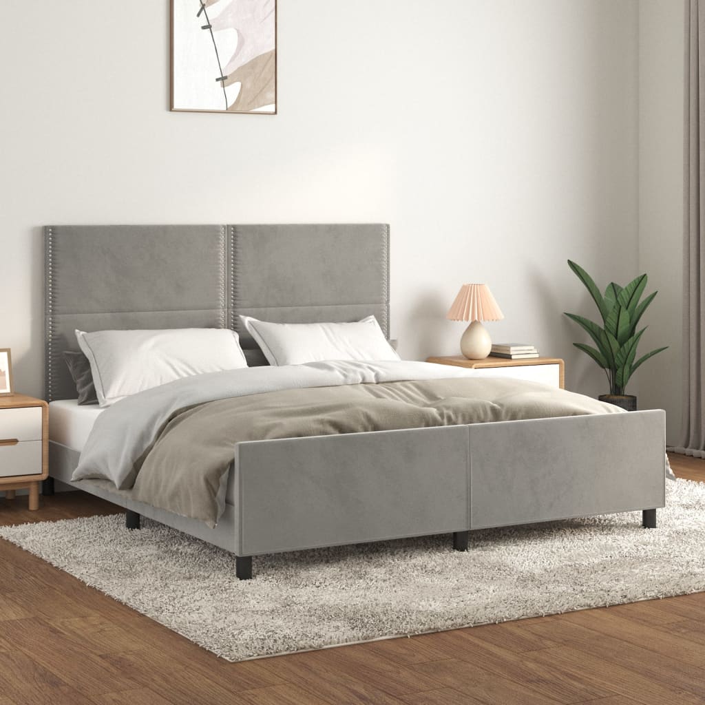 Giroletto senza Materasso Grigio Chiaro 160x200 cm Velluto - homemem39