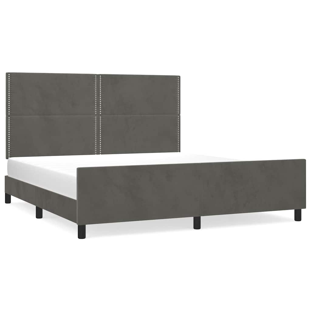 Giroletto senza Materasso Grigio Scuro 160x200 cm Velluto