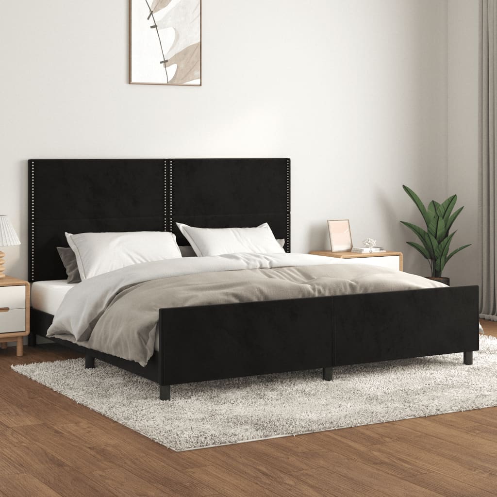 Giroletto senza Materasso Nero 200x200 cm in Velluto | homemem39