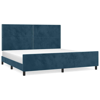Giroletto senza Materasso Blu Scuro 200x200 cm in Velluto | homemem39