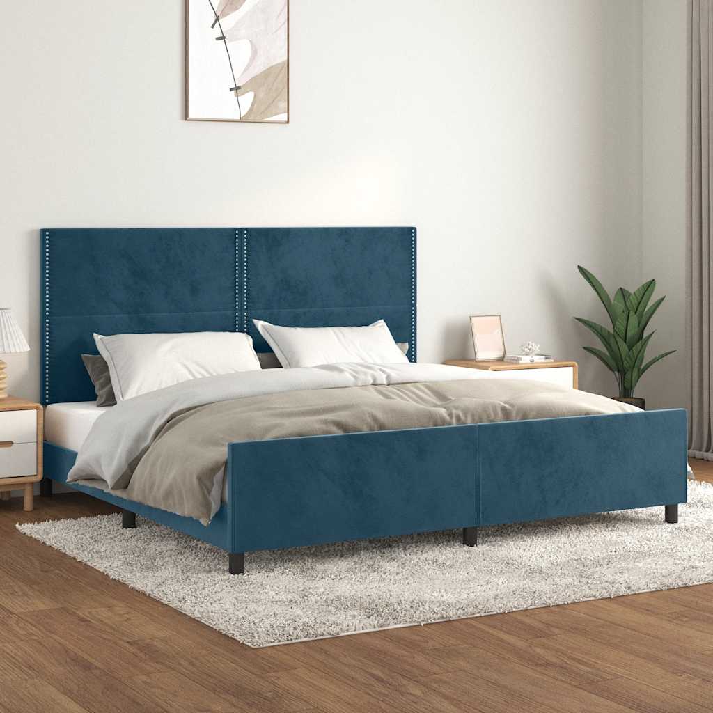 Giroletto senza Materasso Blu Scuro 200x200 cm in Velluto | homemem39