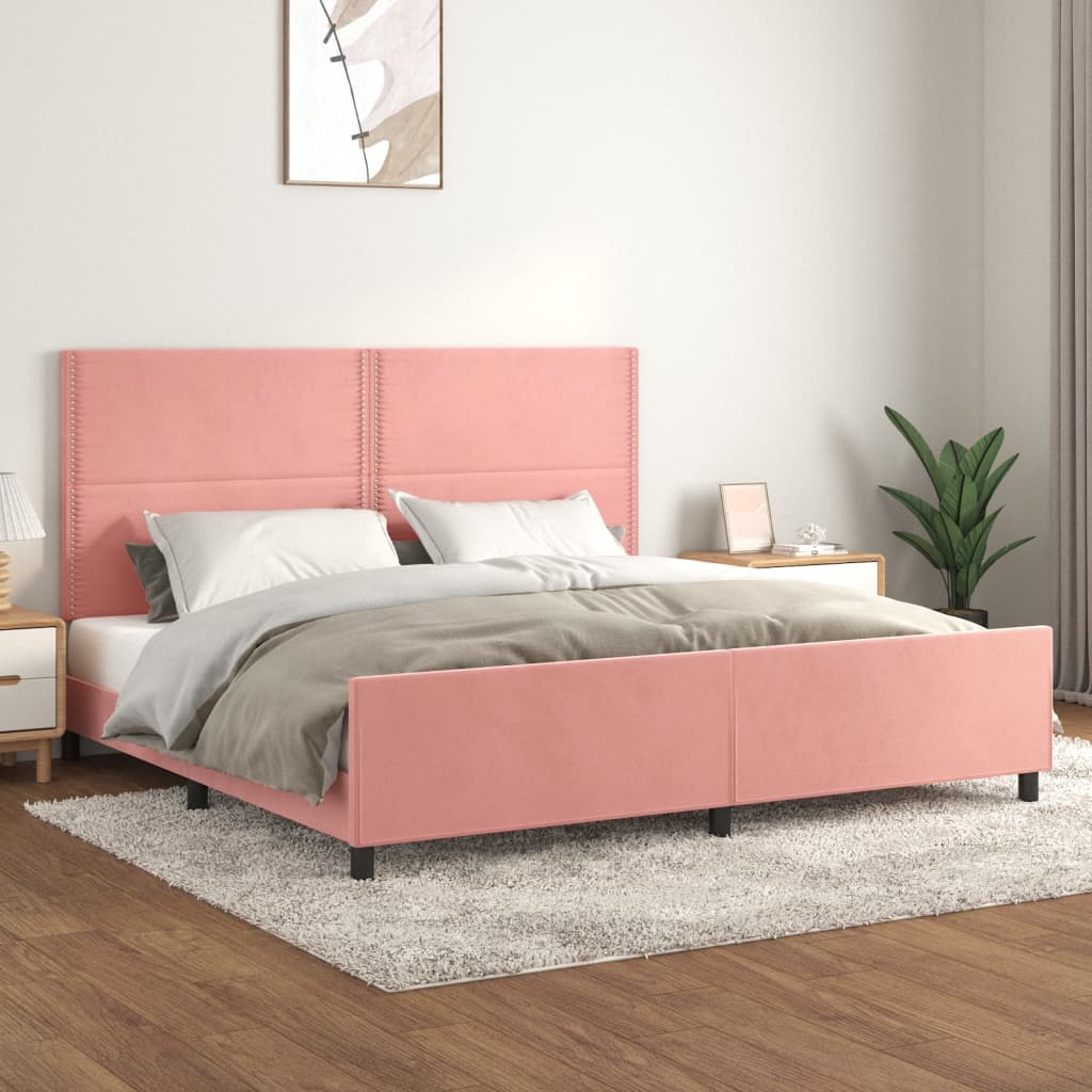 Giroletto con Testiera Rosa 200x200 cm in Velluto | homemem39