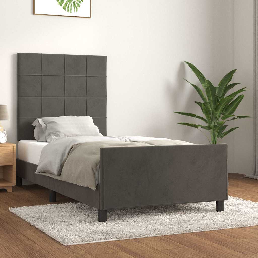 Giroletto senza Materasso Grigio Scuro 80x200 cm Velluto