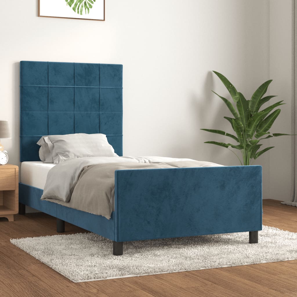 Giroletto senza Materasso Blu Scuro 80x200 cm in Velluto - homemem39
