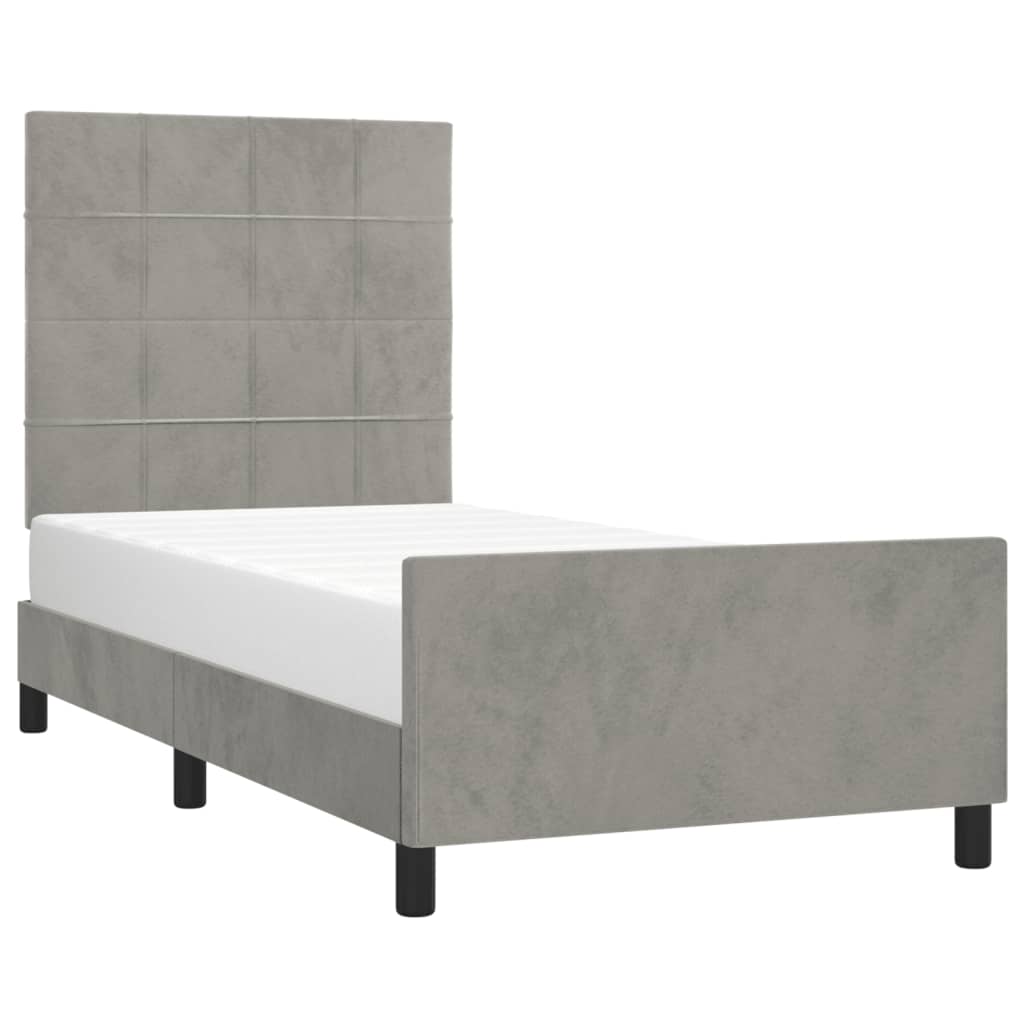 Giroletto senza Materasso Grigio Chiaro 90x190 cm Velluto - homemem39