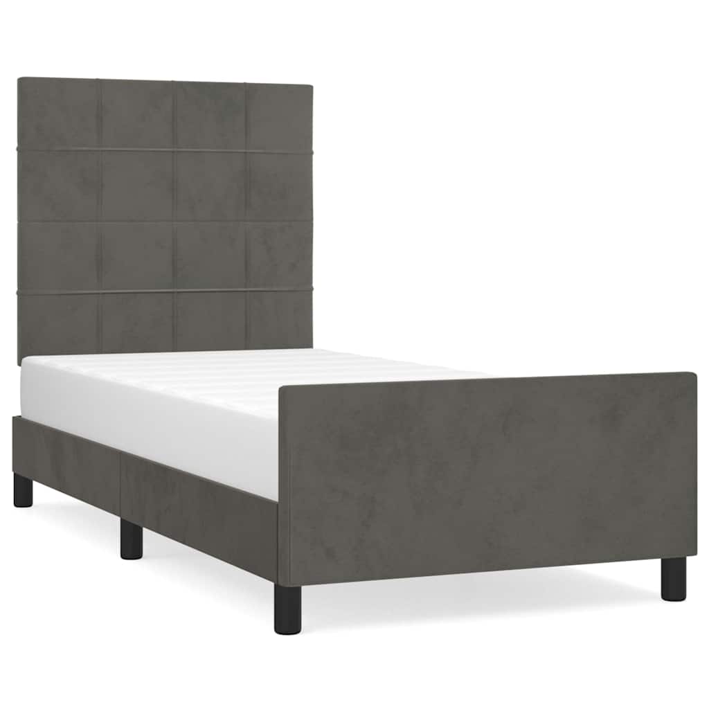 Giroletto senza Materasso Grigio Scuro 90x190 cm Velluto