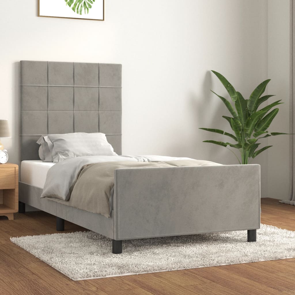 Giroletto senza Materasso Grigio Chiaro 90x200 cm Velluto - homemem39