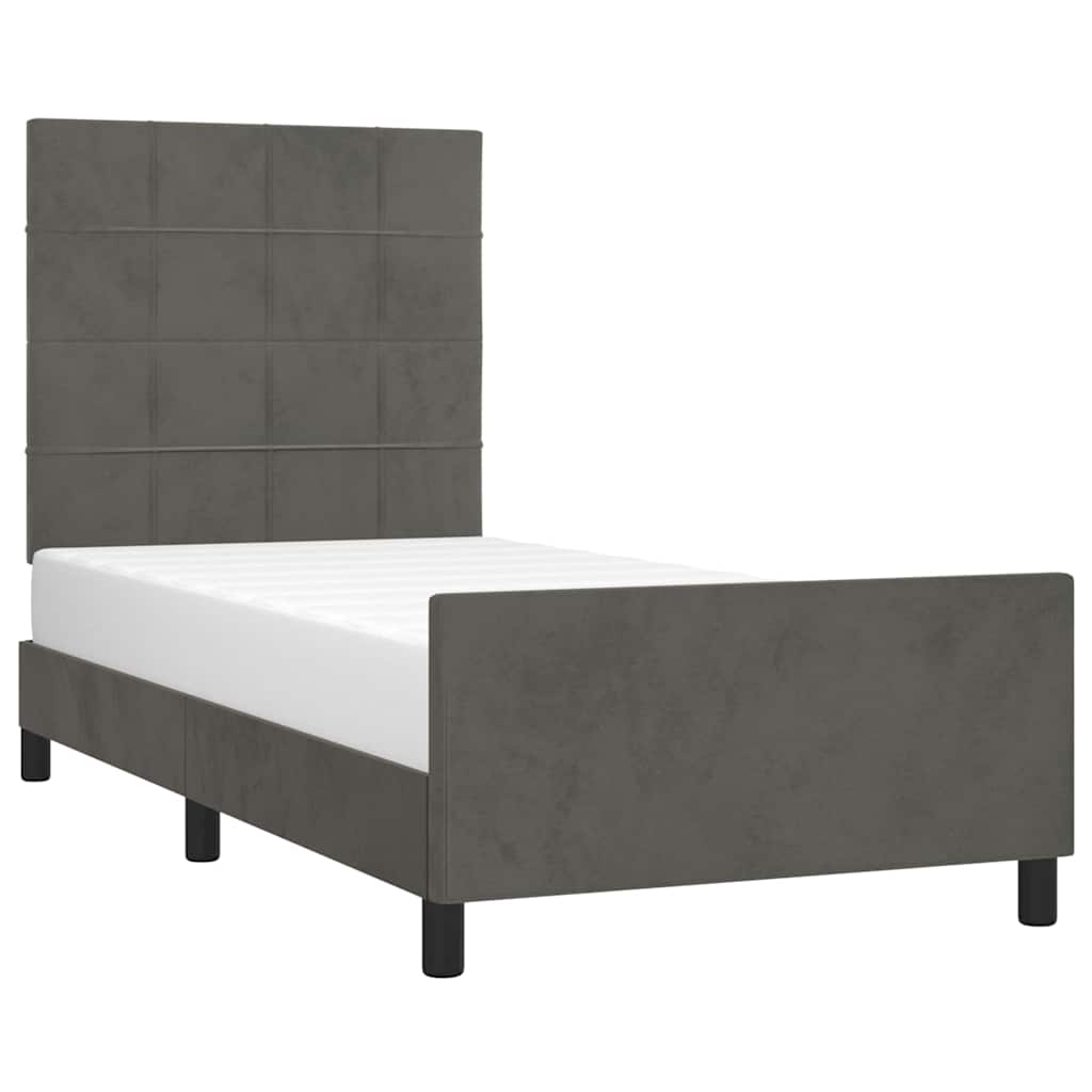 Giroletto senza Materasso Grigio Scuro 90x200 cm Velluto