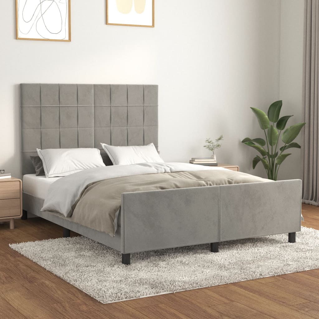 Giroletto senza Materasso Grigio Chiaro 140x190 cm Velluto - homemem39
