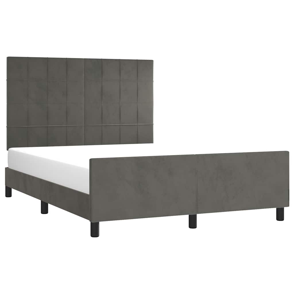 Giroletto senza Materasso Grigio Scuro 140x190 cm Velluto