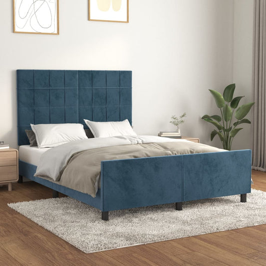 Giroletto senza Materasso Blu Scuro 140x190 cm in Velluto - homemem39