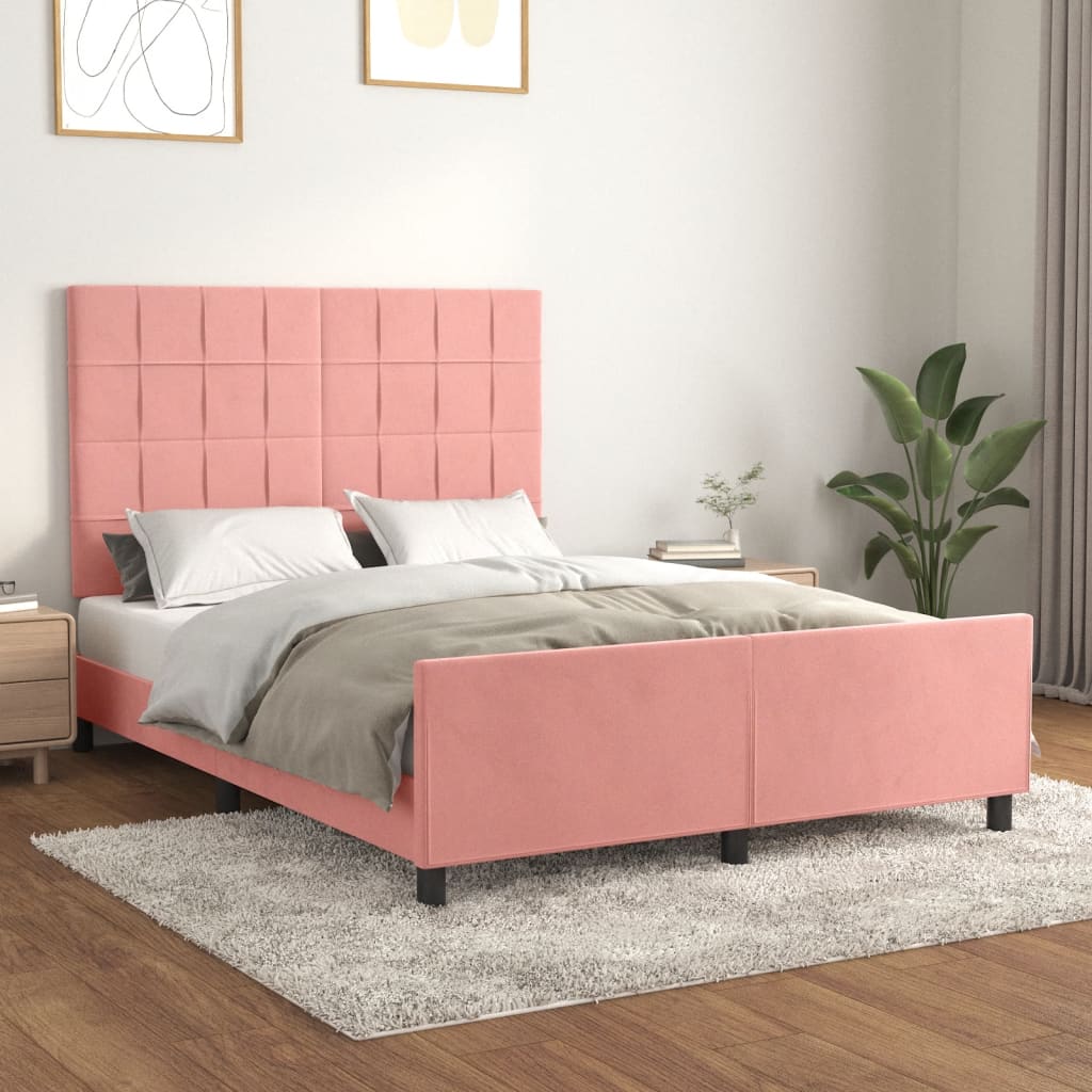 Giroletto con Testiera Rosa 140x190 cm in Velluto - homemem39