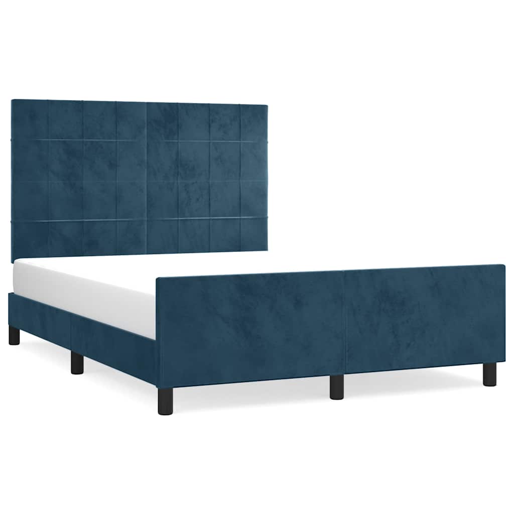 Giroletto senza Materasso Blu Scuro 140x200 cm Velluto