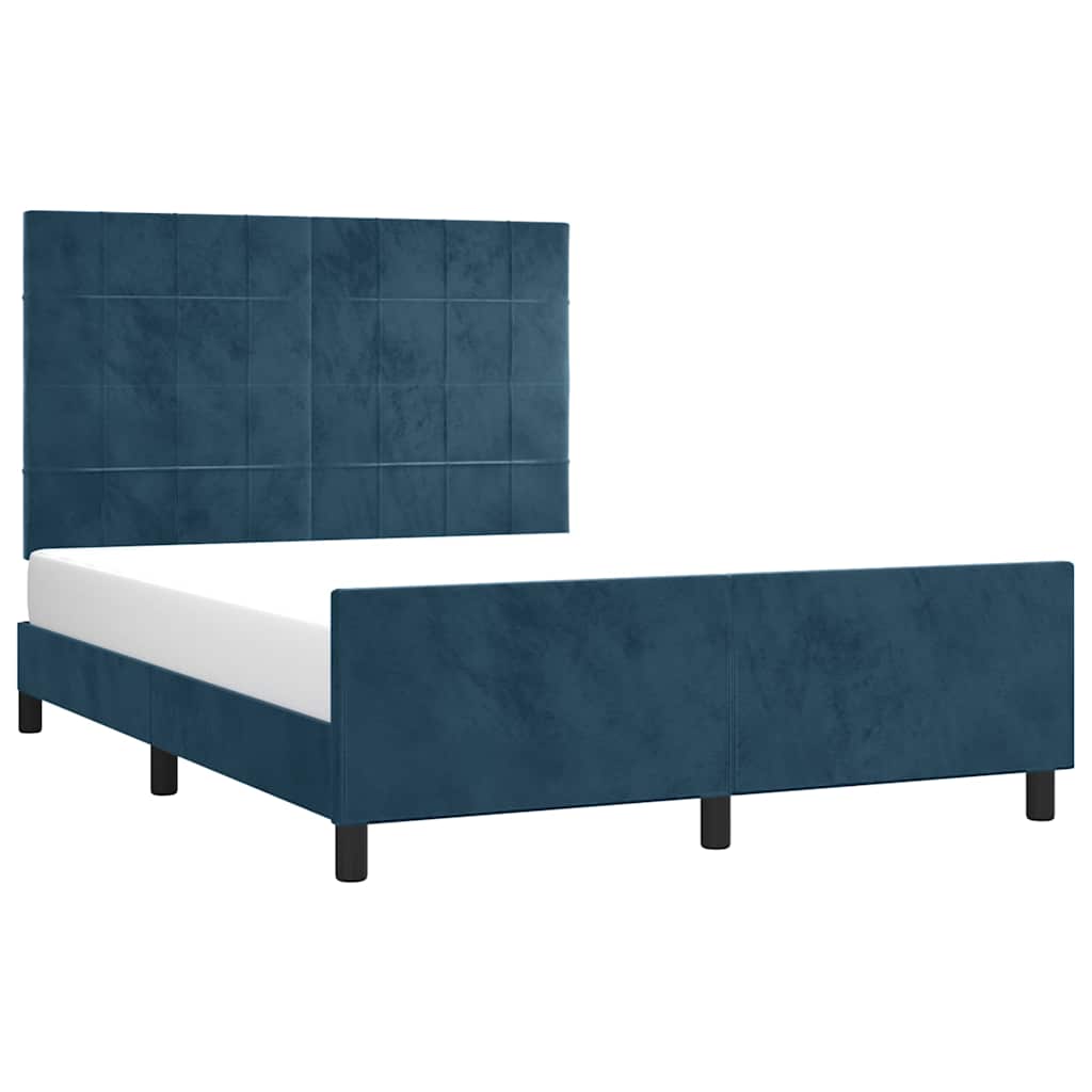 Giroletto senza Materasso Blu Scuro 140x200 cm Velluto