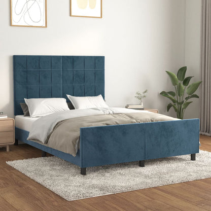 Giroletto senza Materasso Blu Scuro 140x200 cm Velluto - homemem39