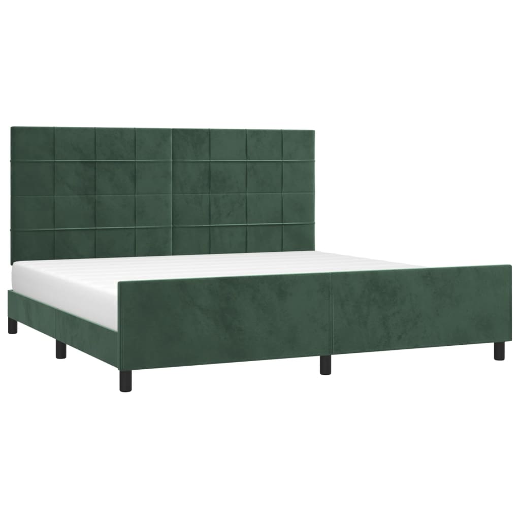 Giroletto senza Materasso Verde Scuro 200x200 cm in Velluto - homemem39