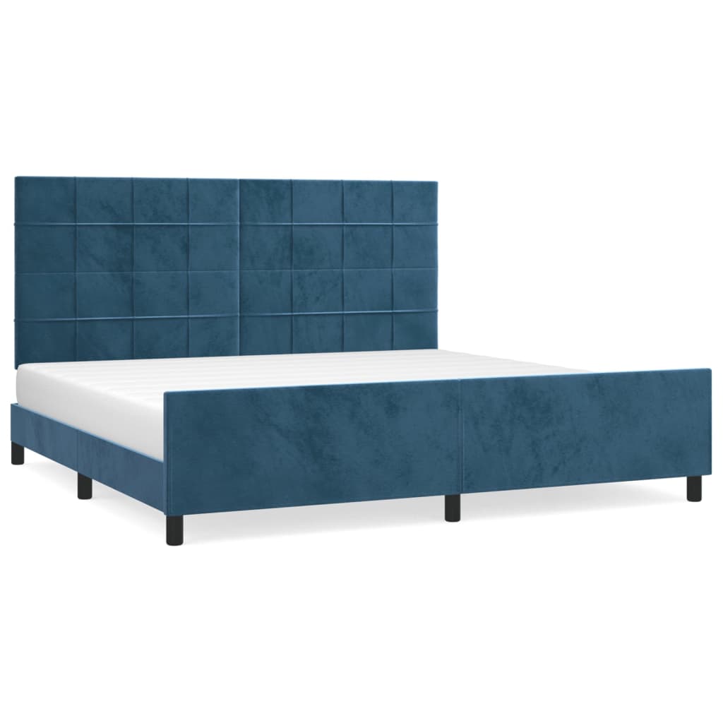 Giroletto senza Materasso Blu Scuro 200x200 cm in Velluto - homemem39