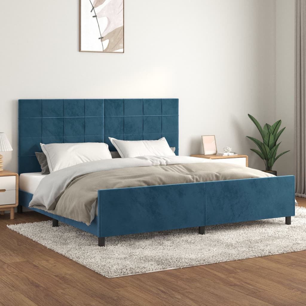 Giroletto senza Materasso Blu Scuro 200x200 cm in Velluto - homemem39