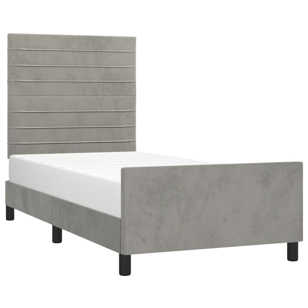 Giroletto senza Materasso Grigio Chiaro 100x200 cm Velluto - homemem39