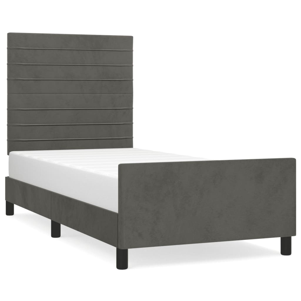 Giroletto senza Materasso Grigio Scuro 100x200 cm Velluto - homemem39