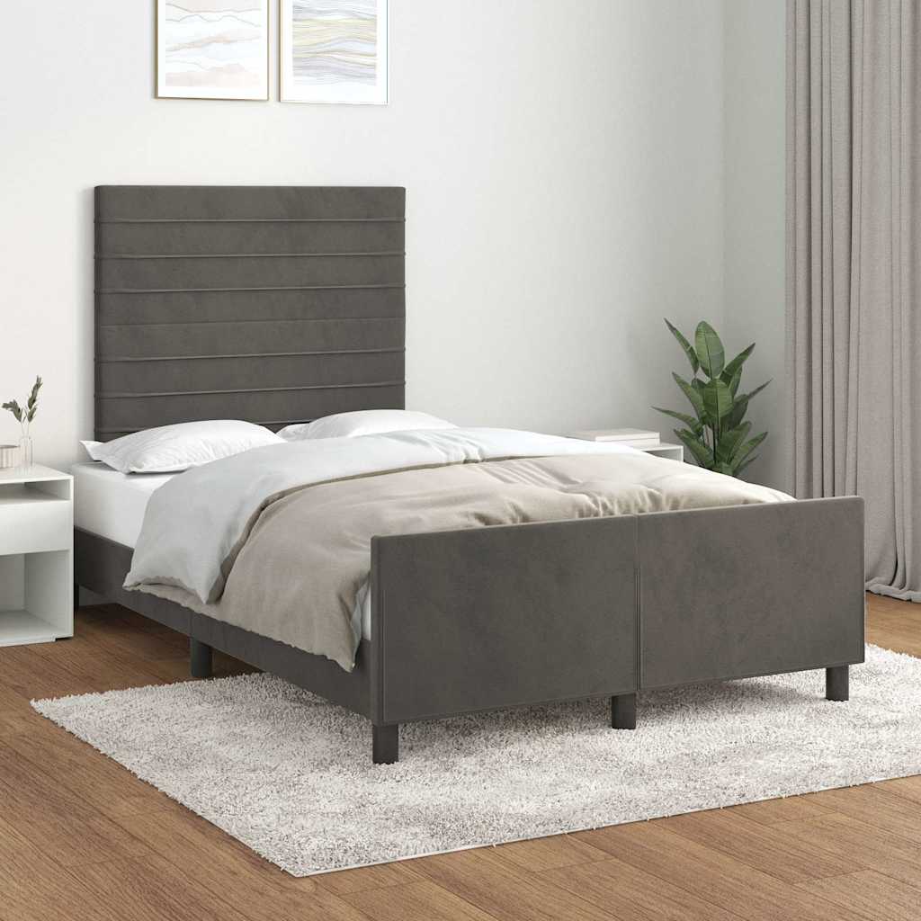 Giroletto senza Materasso Grigio Scuro 120x200 cm Velluto
