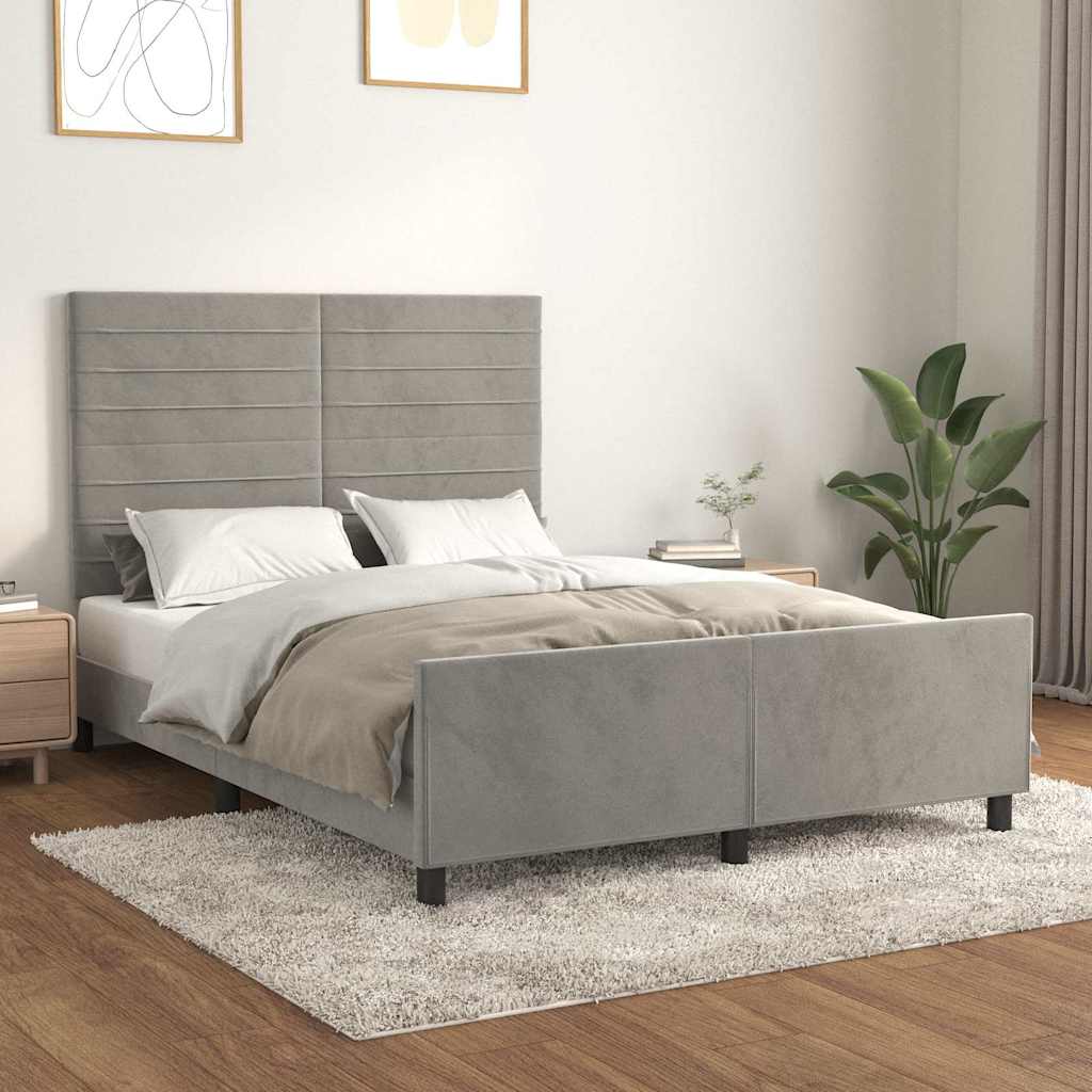 Giroletto senza Materasso Grigio Chiaro 140x200 cm Velluto