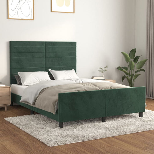 Giroletto senza Materasso Verde Scuro 140x200 cm in Velluto - homemem39