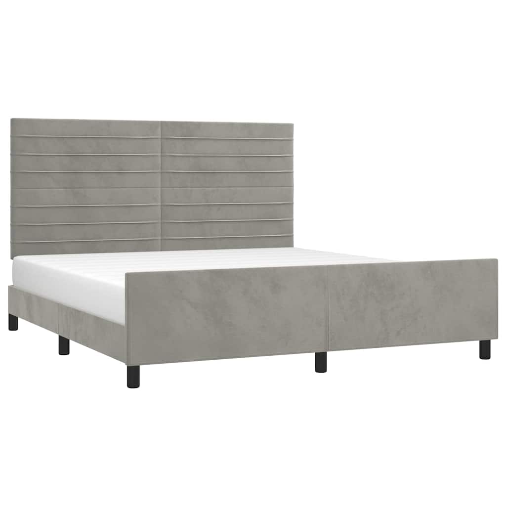 Giroletto senza Materasso Grigio Chiaro 160x200 cm Velluto
