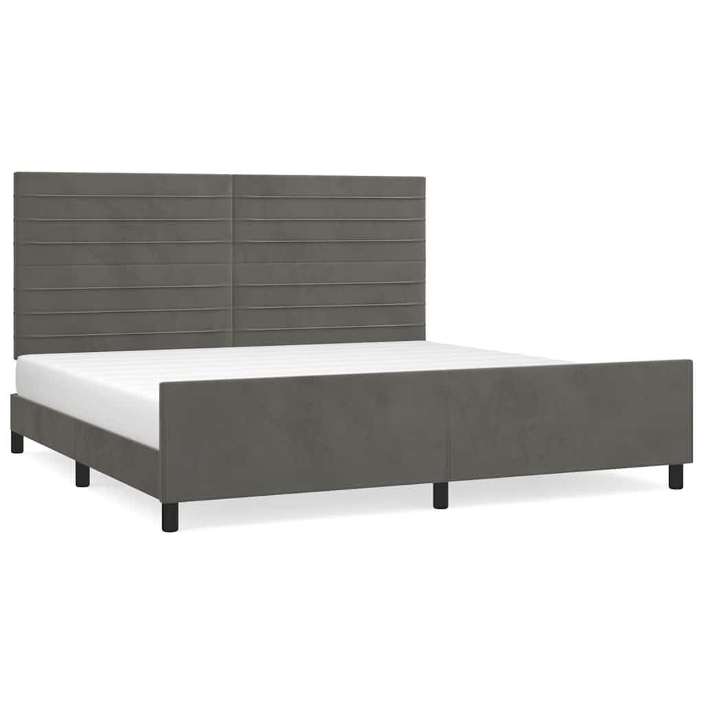 Giroletto senza Materasso Grigio Scuro 200x200 cm Velluto