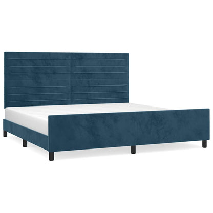 Giroletto senza Materasso Blu Scuro 200x200 cm in Velluto | homemem39